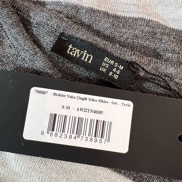 Tavin nwt long sleeve gray striped maxi length sweater dress size small 4-6 - Picture 7 of 9